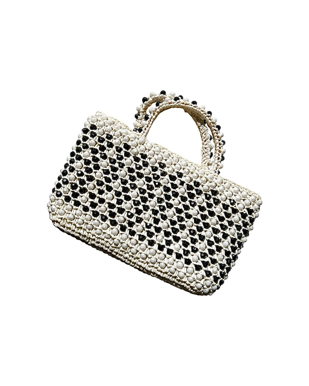 B&W RAFFIA HANDBAG